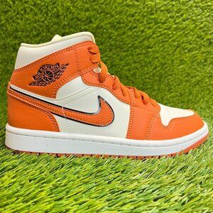 Nike Air Jordan 1 Mid Sport Spice Womens Size 6 Orange Basketball Shoes Sneakers
